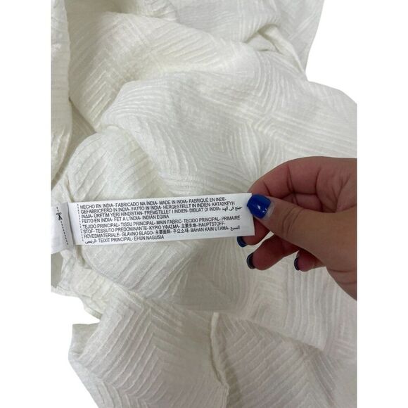 Massimo Dutti Womens Midi Dress XS White Linen Textured Embroidered 6652/652 NWT - Picture 8 of 14